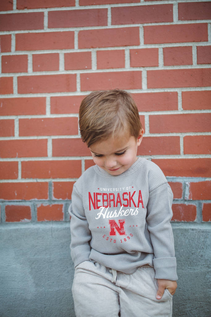 Gameday Social Apparel Co.® - U of Nebraska Frisco Toddler Waffle Knit Crew