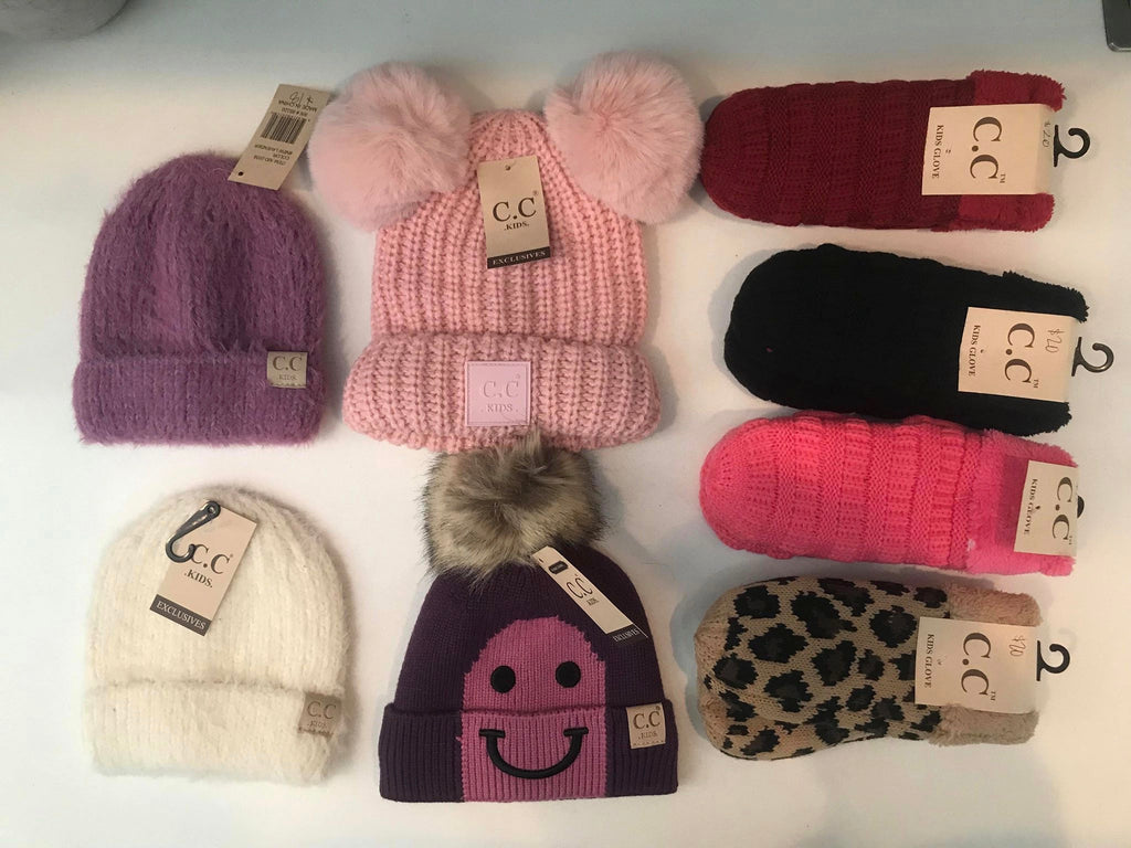 KIDS CC BEANIES AND MITTENS