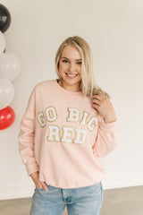 CHENILLE GO BIG RED - PINK SUEDED CREW🌷