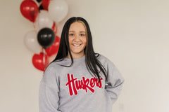 RED/ WHITE HUSKERS SCRIPT - GREY CREW