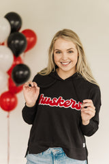 RETRO HUSKERS - BLACK LIGHTWEIGHT HOODIE