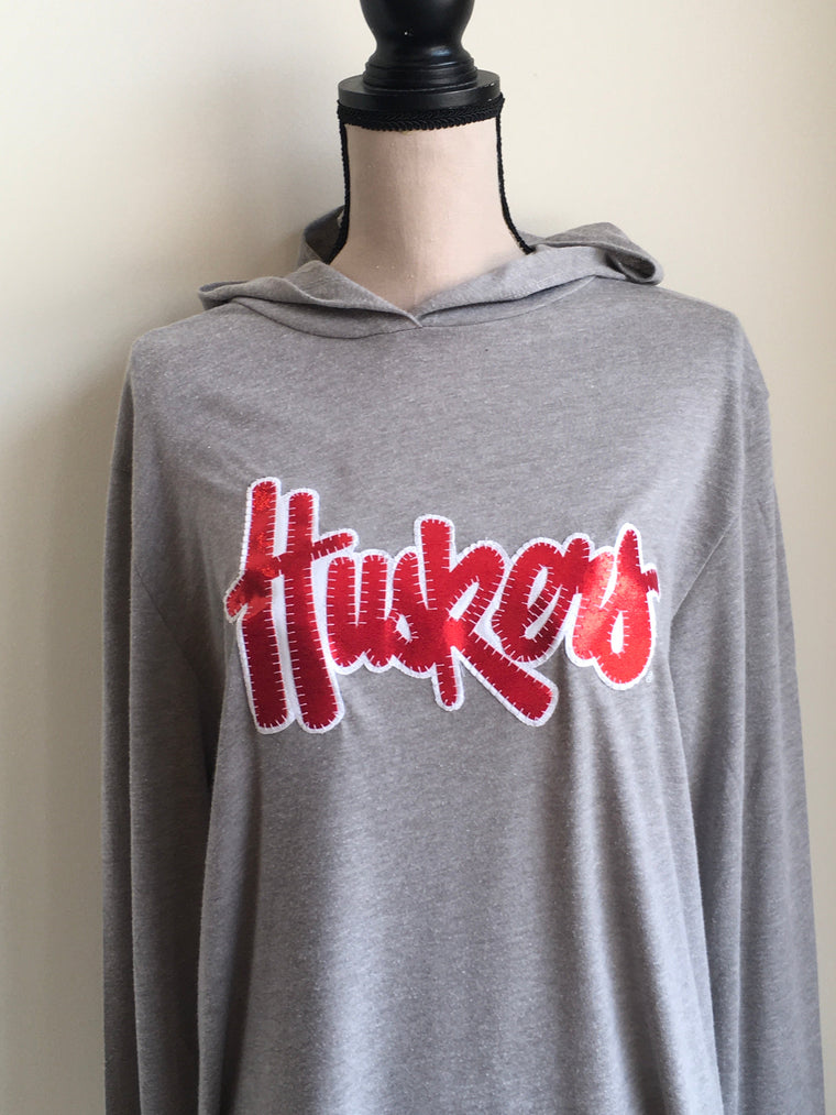 Copy of HUSKERS SCRIPT - GREY LIGHTWEIGHT HOODIE