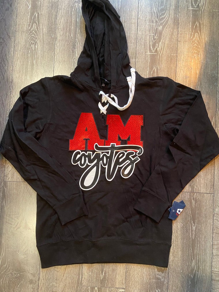A-M COYOTES LACE TIE HOODIE