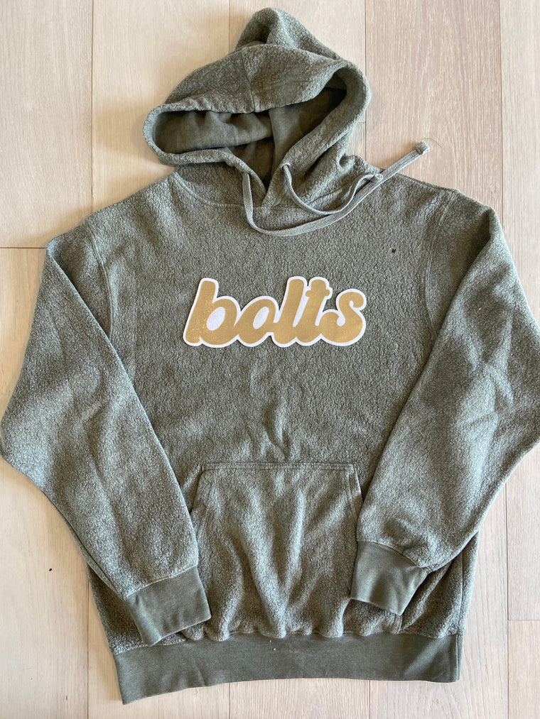 RETRO GOLD BOLTS - GREEN TEDDY HOODIE