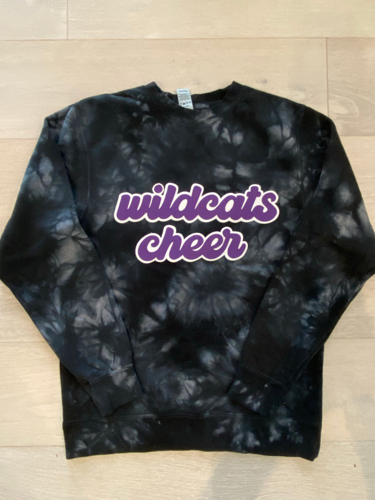 WILDCATS CHEER - BLACK DYED CREW