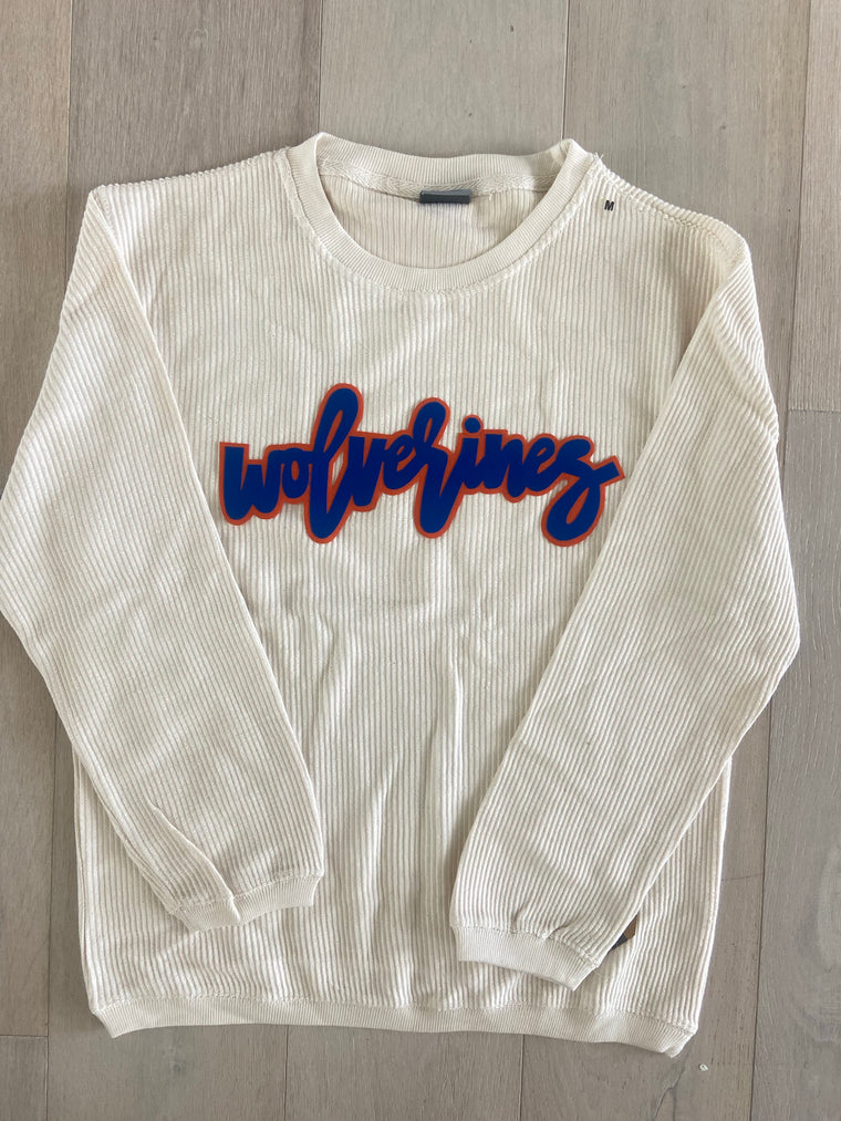 WOLVERINES - IVORY RIBBED CREW