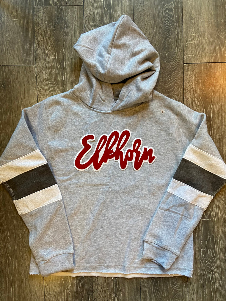 ELKHORN - GREY STRIPE SUEDED HOODIE