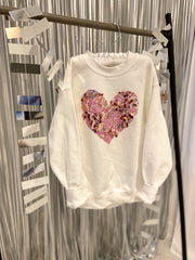 PINK SEQUIN HEART HOODIE