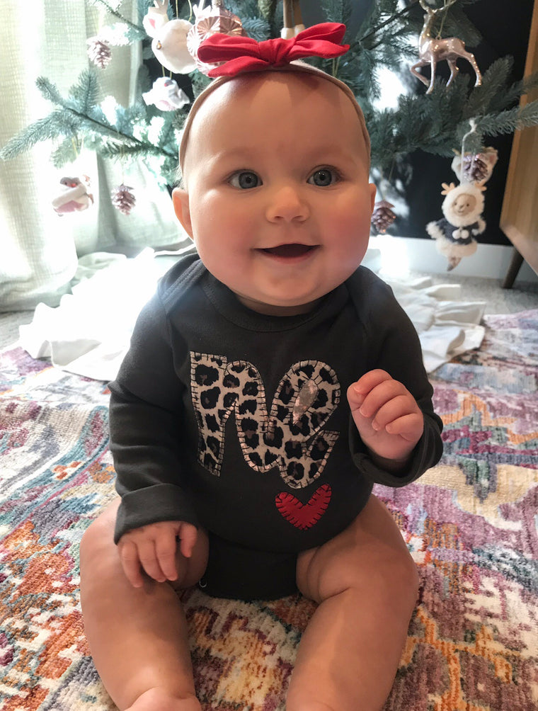 GREY CHEETAH NE ONESIE