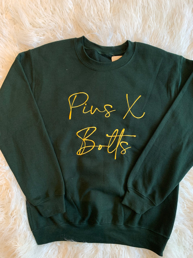 PIUS X BOLTS EMBROIDERED CREW