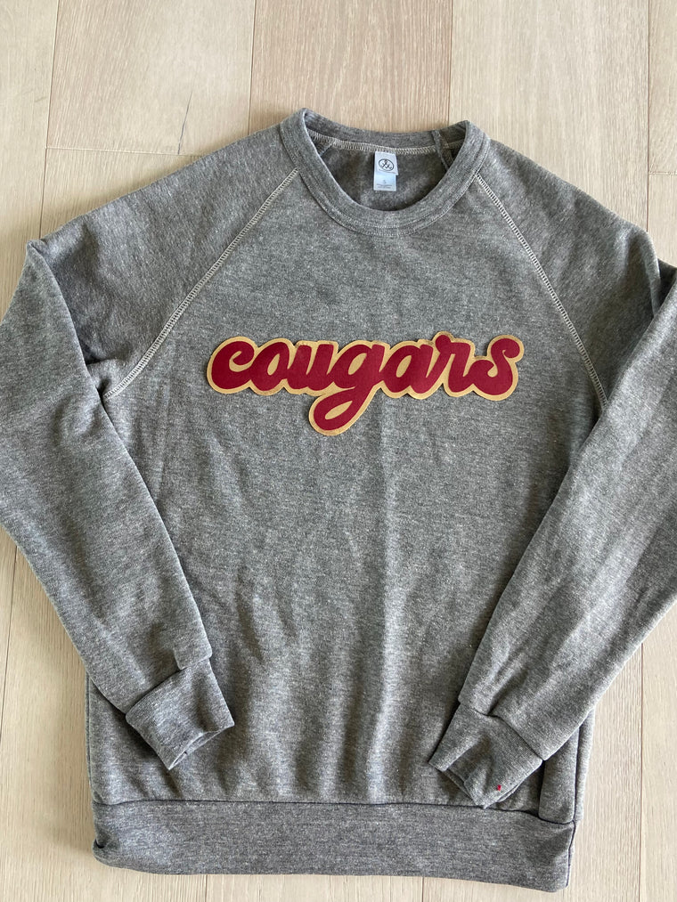 RETRO COUGARS - GREY FLEECE CREW