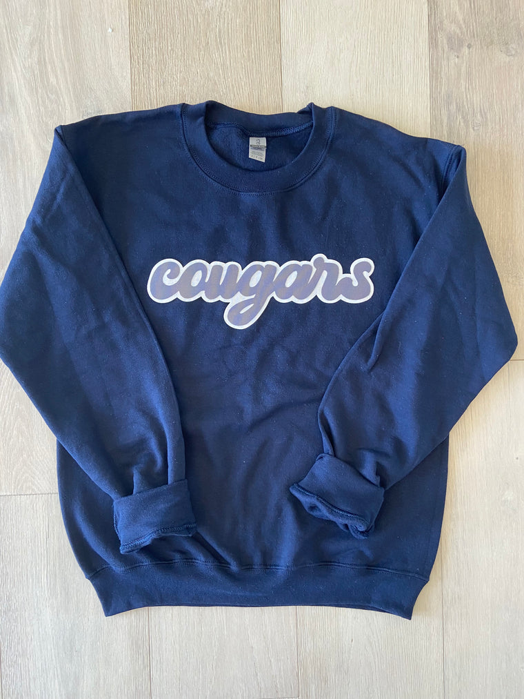 RETRO COUGARS - NAVY GILDAN CREW