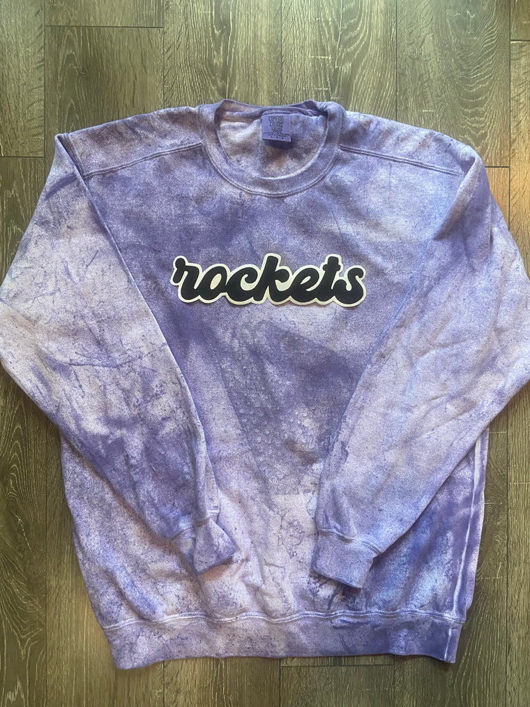RETRO ROCKETS - PURPLE DYED COMFORT COLORS CREW