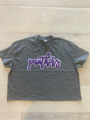 PANTHERS - GREY CROP TEE