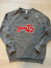 CURSIVE SCOUTS - GREY FLEECE CREW