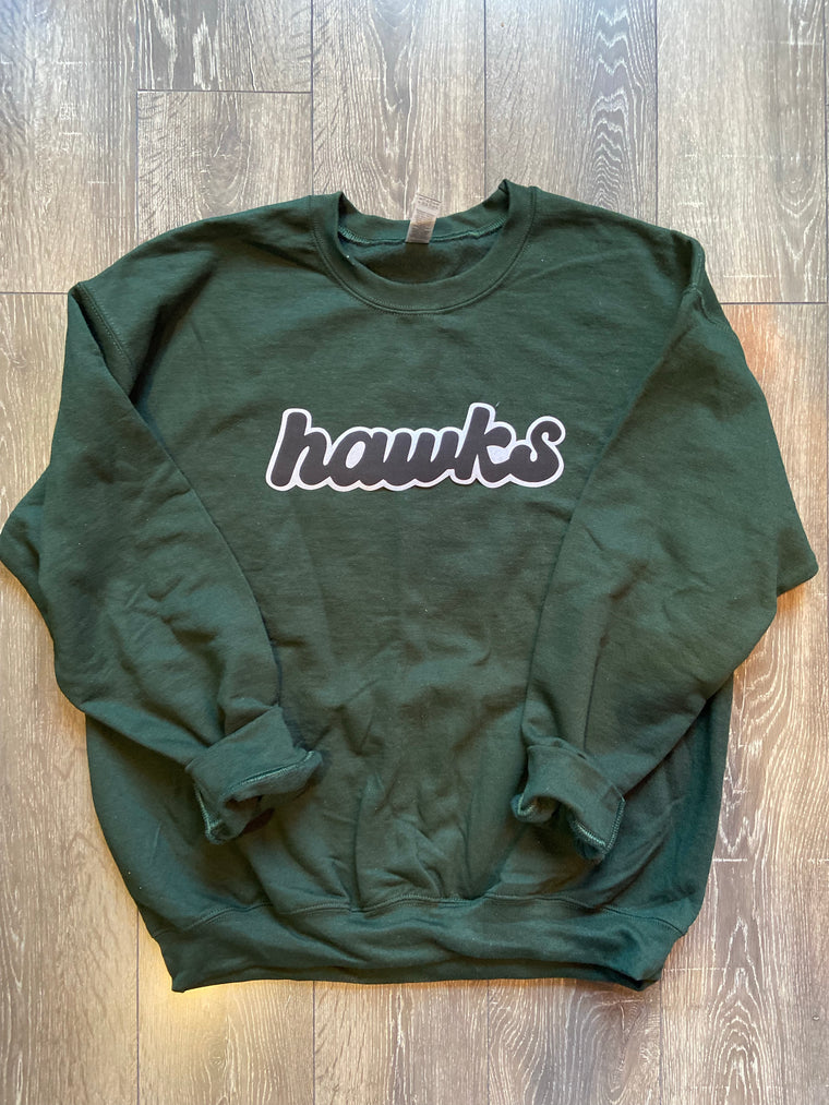 RETRO HAWKS - HUNTER GREEN CREW