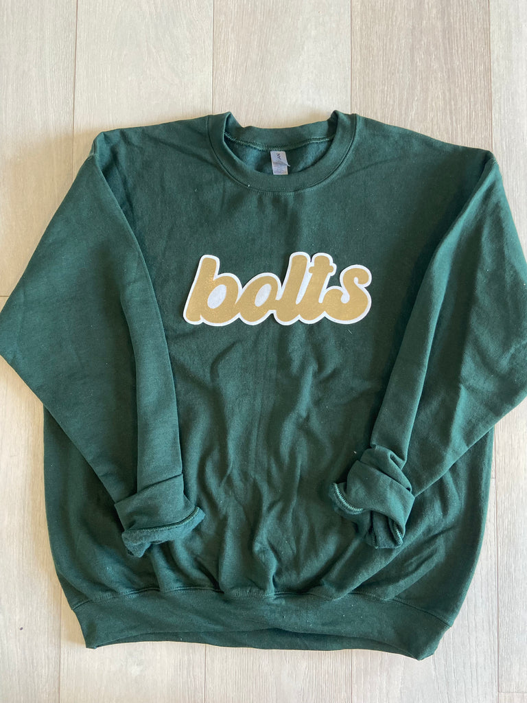 GOLD RETRO BOLTS - HUNTER GREEN COMFORT COLORS CREW