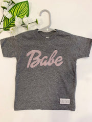 PINK SPARKLE BABE - GREY TEE - ONESIE + TODDLER + YOUTH