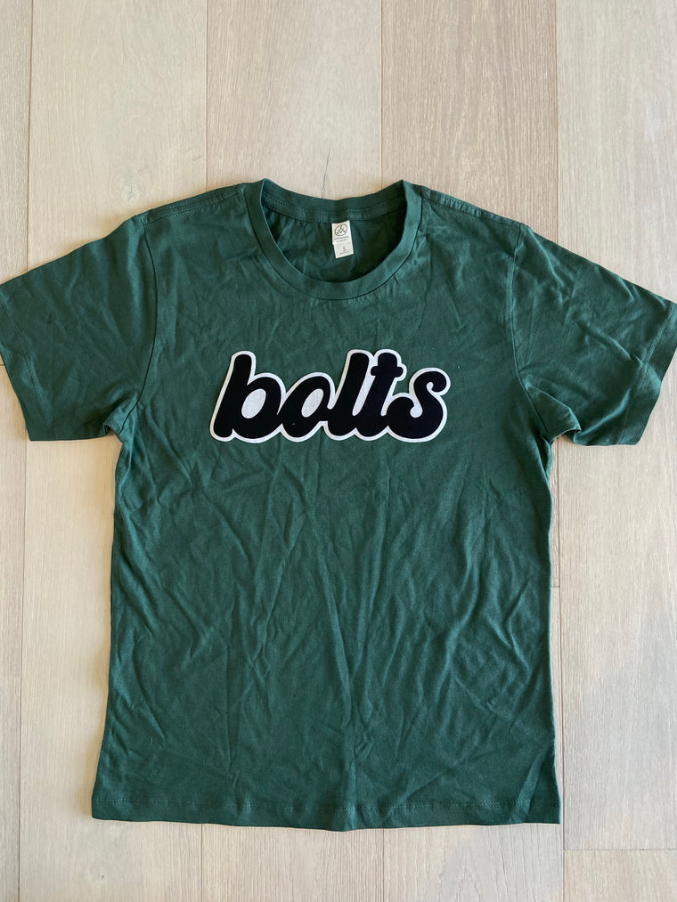 RETRO BLACK BOLTS - HUNTER GREEN TEE