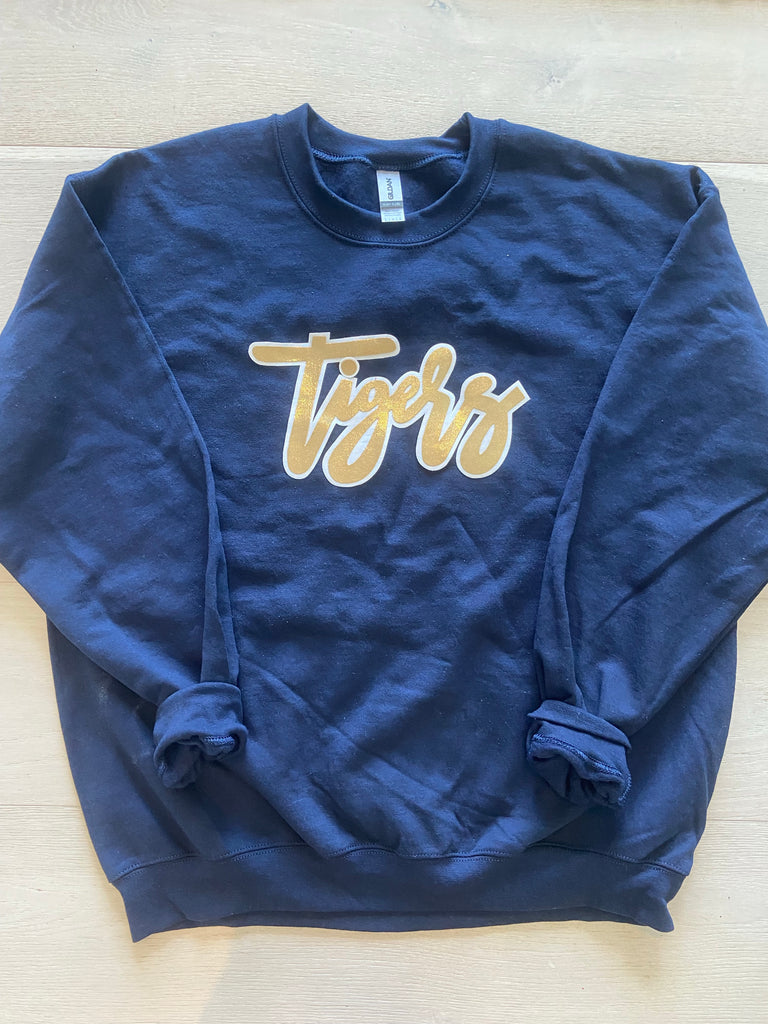 GOLD CURSIVE TIGERS - NAVY CREW