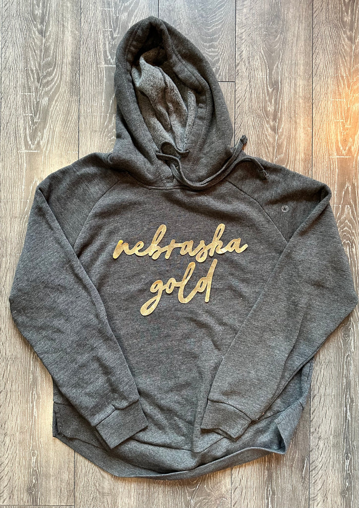 NEBRASKA GOLD - GREY ANGEL FLEECE HOODIE