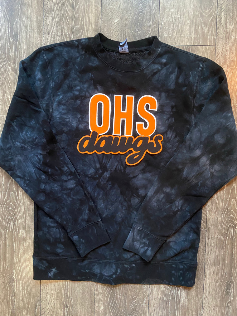 OHS DAWGS - BLACK DYED CREW