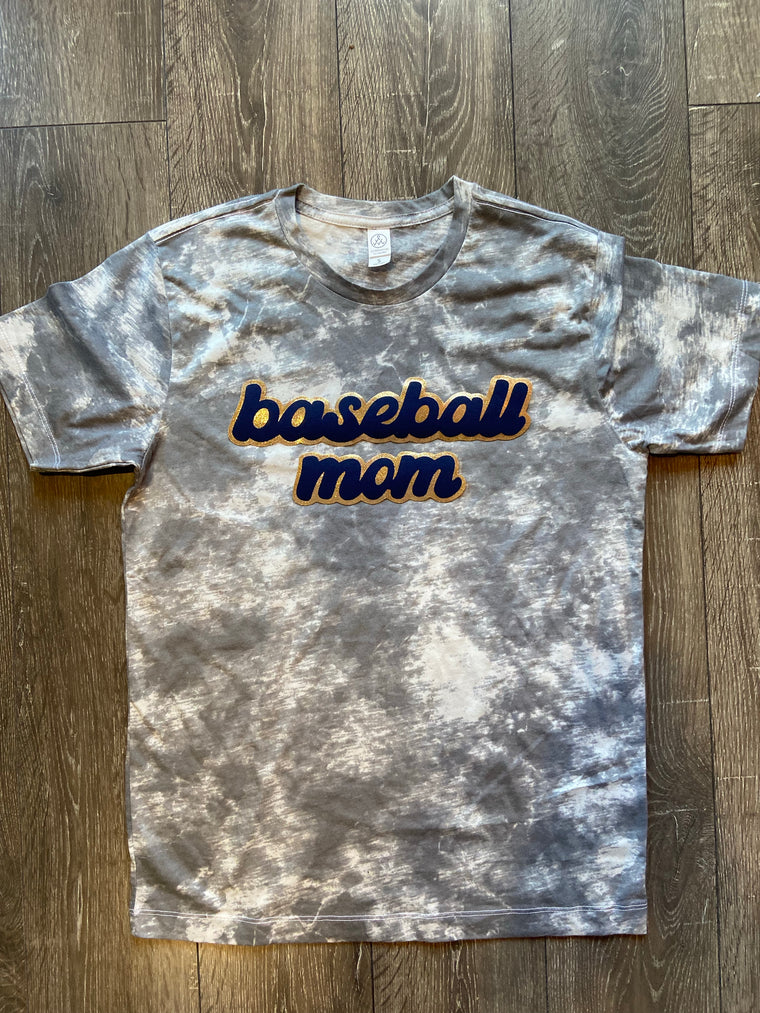 BASEBALL MOM - GREY DYED TEE