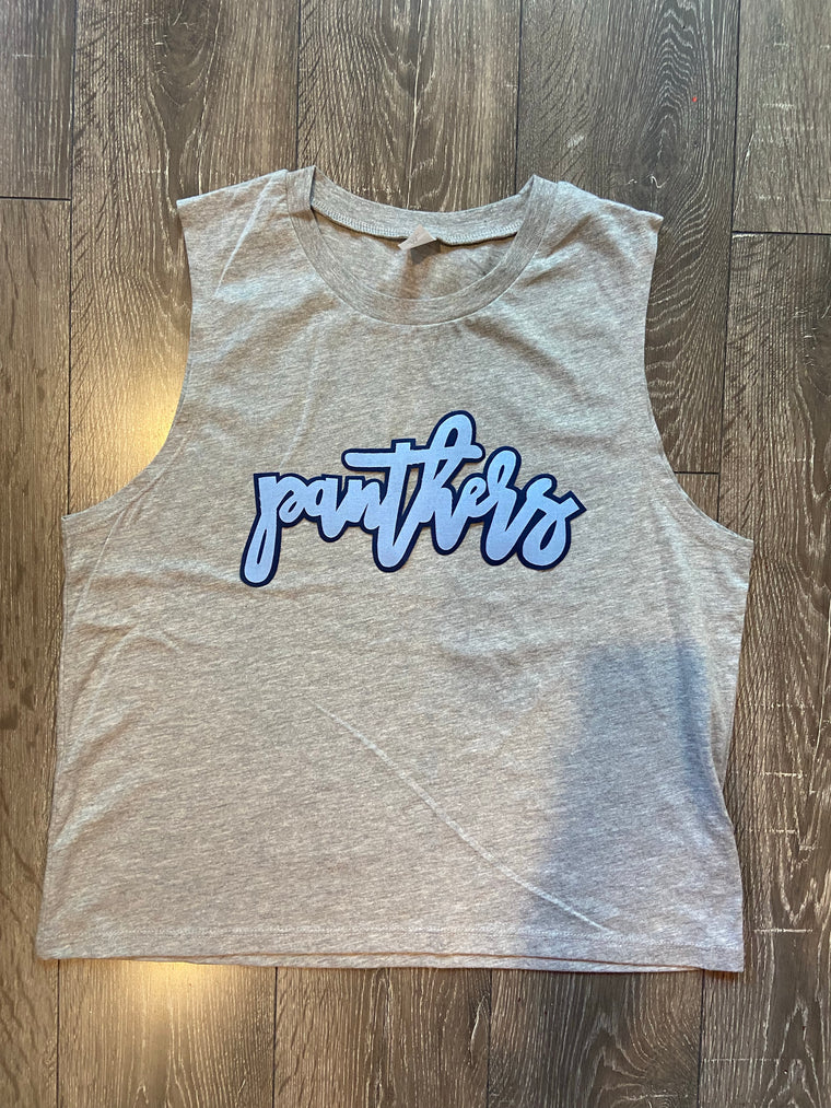 PANTHERS - GREY MUSCLE CROP TANK