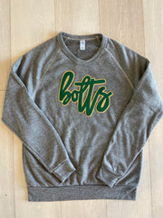 CURSIVE BOLTS - GREY FLEECE CREW (YOUTH + ADULT)