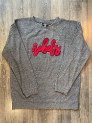 CURSIVE REBELS - GREY COZY CREW