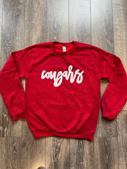 WHITE SPARKLE COUGARS - RED CREW