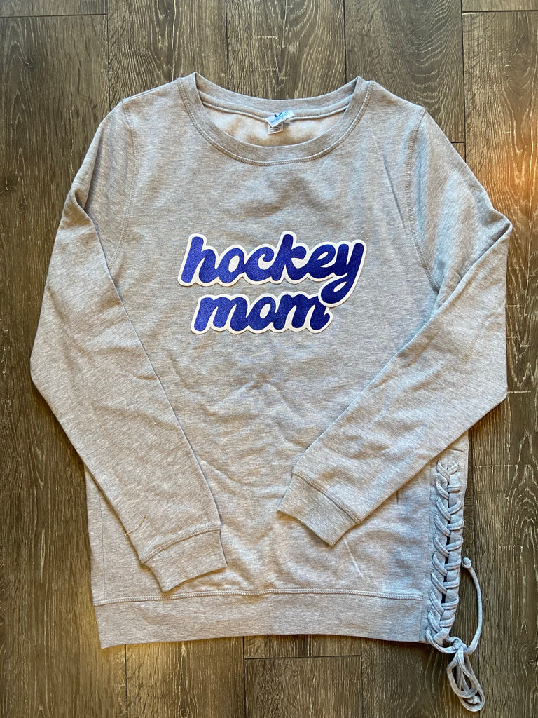 HOCKEY MOM LACE UP SWEATSHIRT –