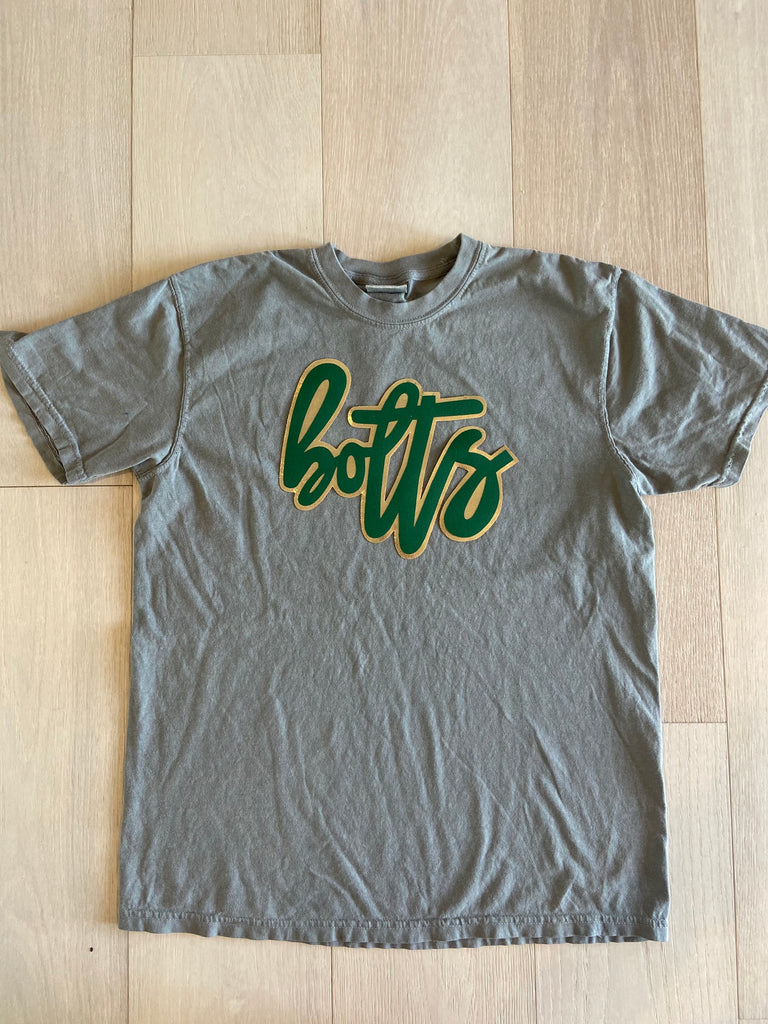 CURSIVE BOLTS - GREY COMFORT COLORS TEE (YOUTH + ADULT)