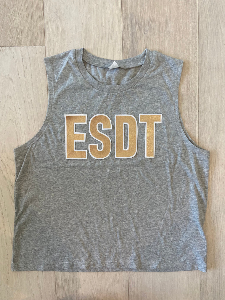 ESDT - GREY CROP MUSCLE TANK