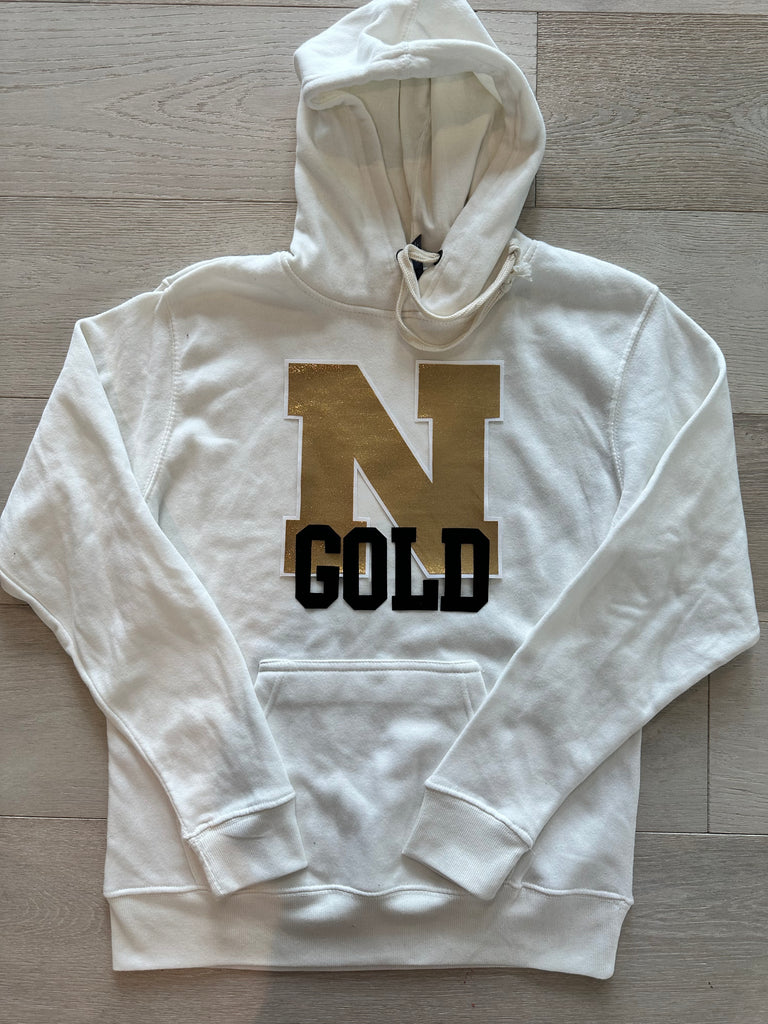White and gold hoodies sales