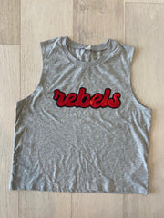 RETRO REBELS - GREY CROP MUSCLE TANK