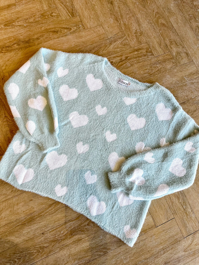 BLUE HEARTS SWEATER