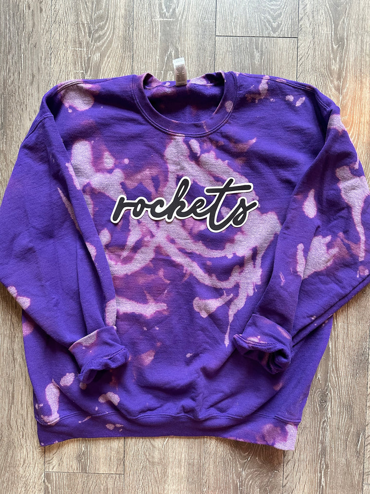 CURSIVE ROCKETS - PURPLE DYED CREW