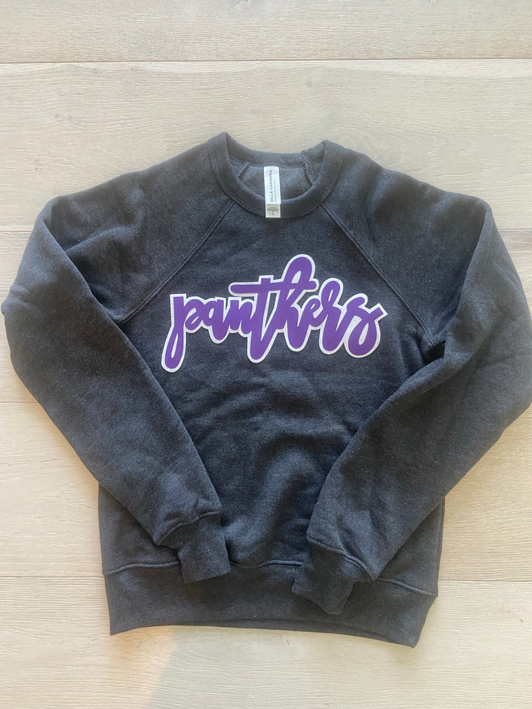PANTHERS - CHARCOAL SPONGE CREW (YOUTH + ADULT)