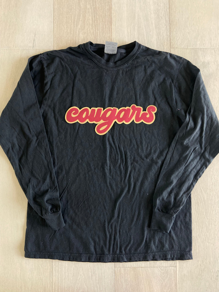RETRO COUGARS - BLACK LONG SLEEVE TEE (YOUTH + ADULT)