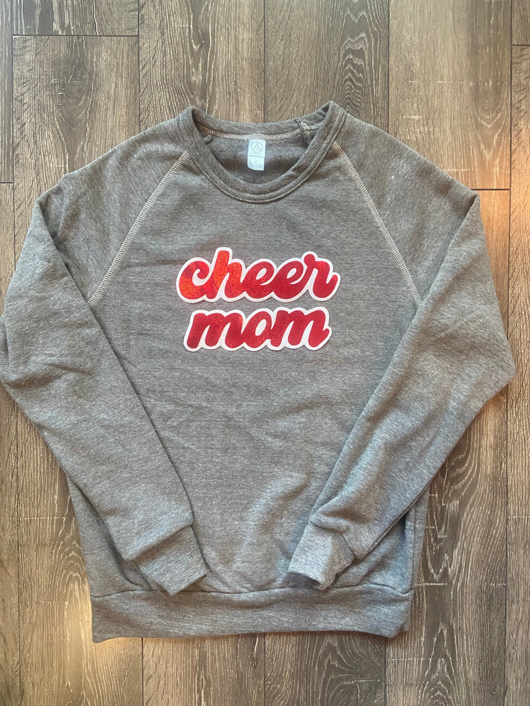 CHEER MOM - GREY FLEECE CREW