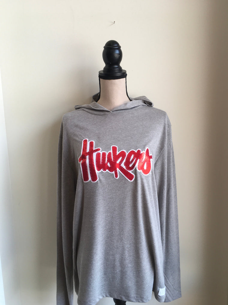 Copy of HUSKERS SCRIPT - GREY LIGHTWEIGHT HOODIE