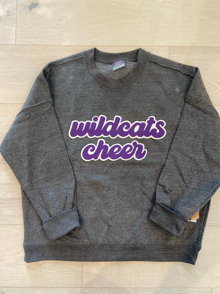 WILDCATS CHEER - GREY SUEDED CREW