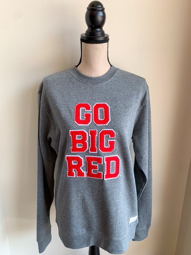 Copy of CHENILLE GO BIG RED - GREY CREWNECK