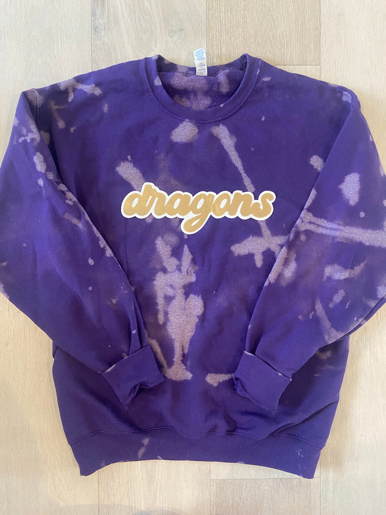 RETRO DRAGONS - PURPLE DYED CREW (YOUTH + ADULT)