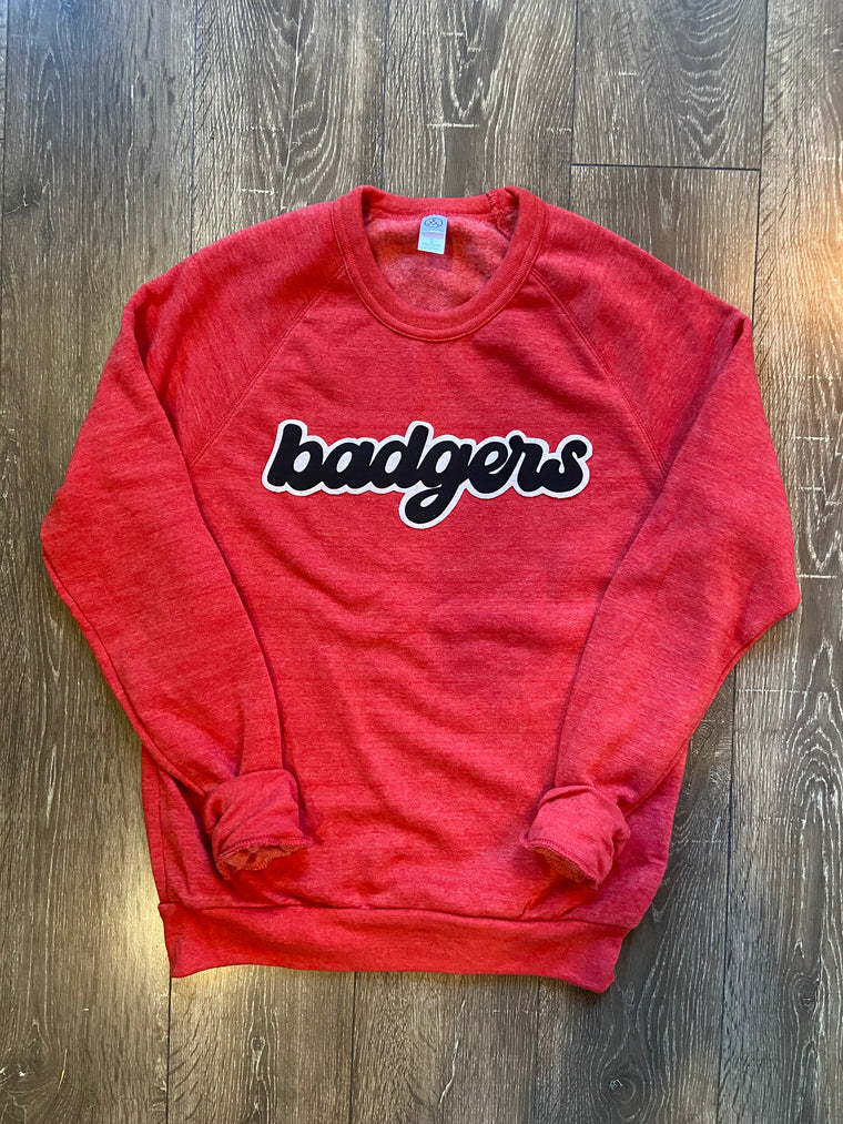 RETRO BADGERS - RED FLEECE CREW