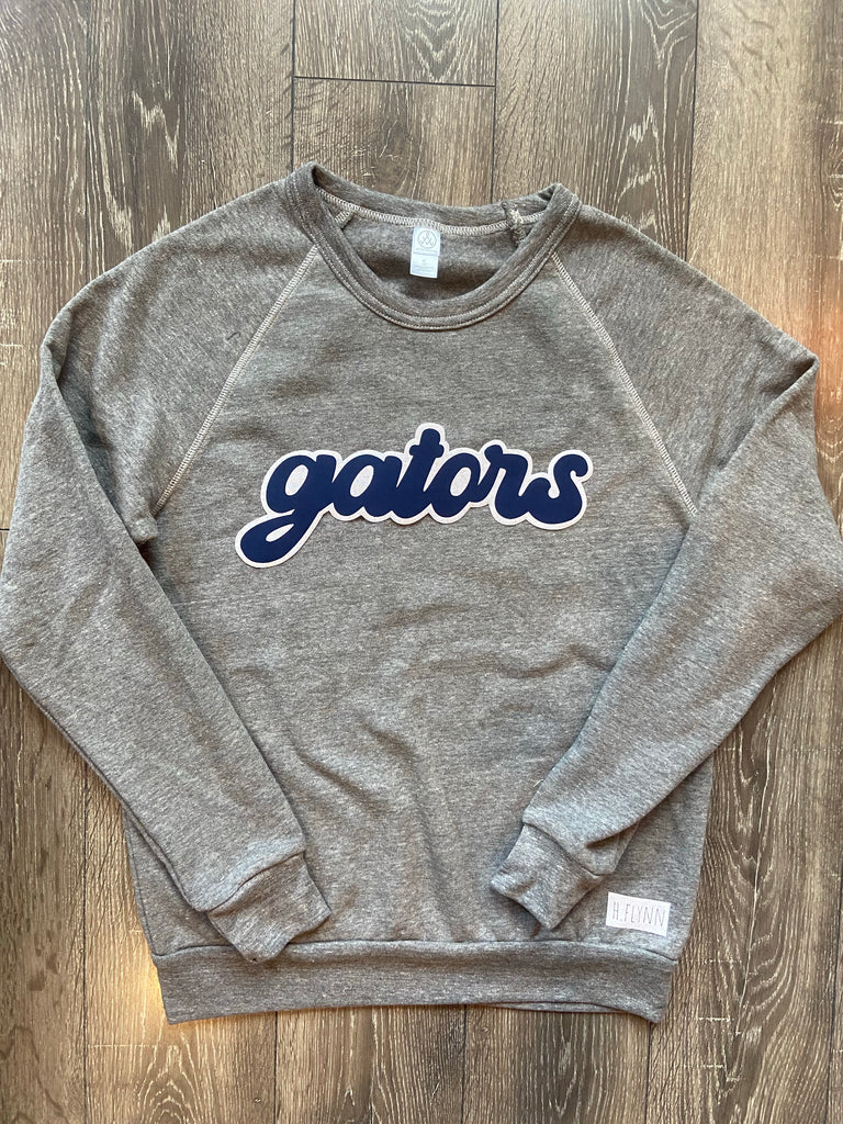 NAVY GATORS - GREY FLEECE CREW