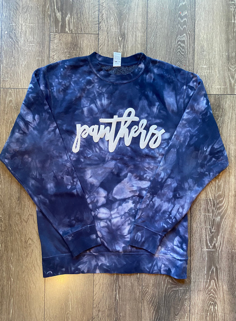 WHITE SPARKLE - PANTHERS NAVY DYED CREW