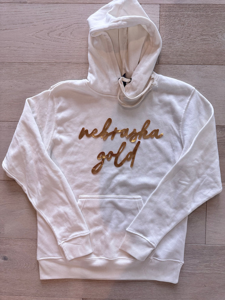NEBRASKA GOLD - INDEPENDENT WHITE HOODIE