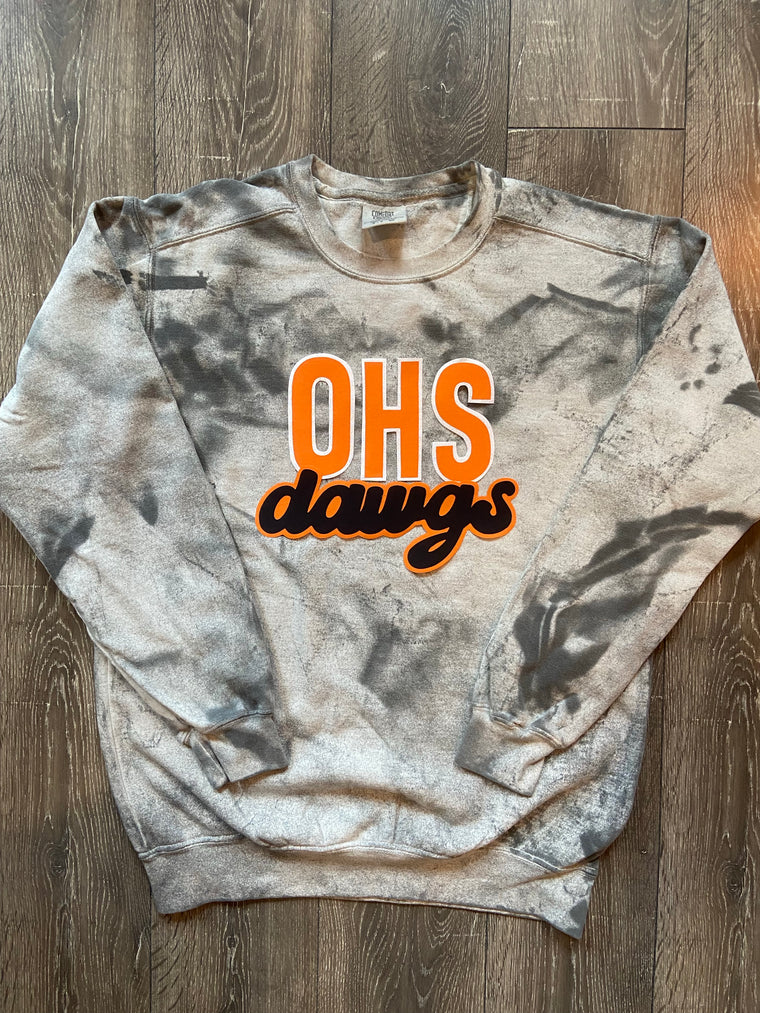 OHS DAWGS - GREY COMFORT COLORS DYED CREW